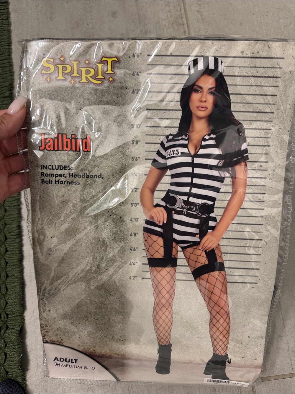Spirit Women's Black & White Striped Jailbird Costume Romper